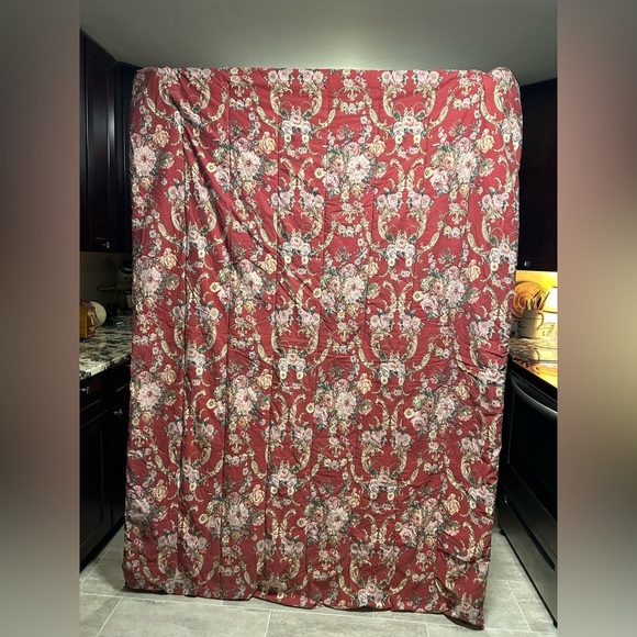 VTG Ralph Lauren Danielle Marseilles Comforter Twin Red Floral Cabin Barncore - Picture 6 of 10